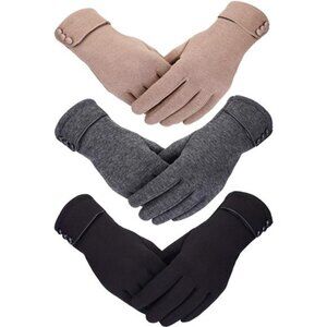 Womens Winter Gloves 3 Pairs Touchscreen Texting Warm Fleece Lined Cold Weather